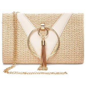 5684 Tassels Straw Clutch Purses Straw Handbags With Detachable Chain